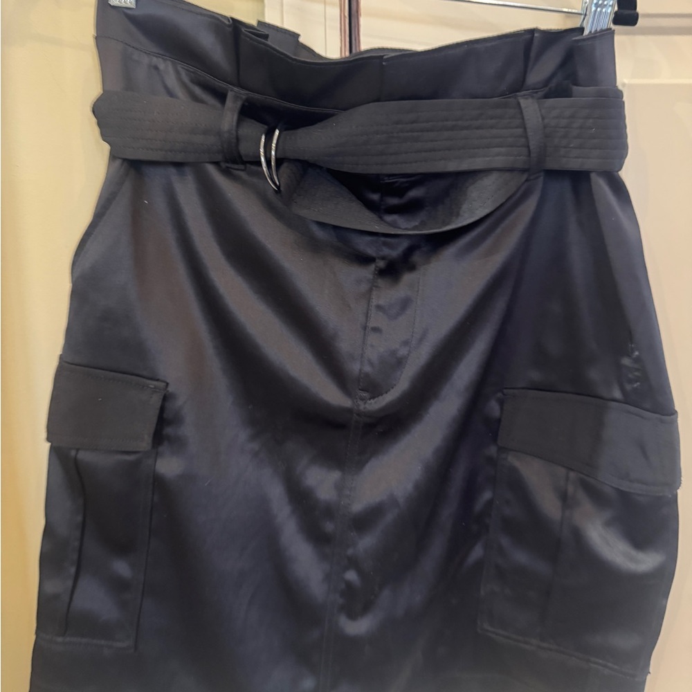 White House Black Market Utility Skirt Women's‎ 12 Cargo Belted Black NWT $130